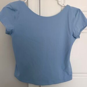Aerie Light Blue Short Sleeve open back Tee
